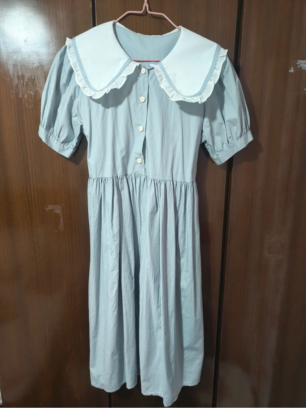 Girls Light Blue Dress with Peter Pan Collar